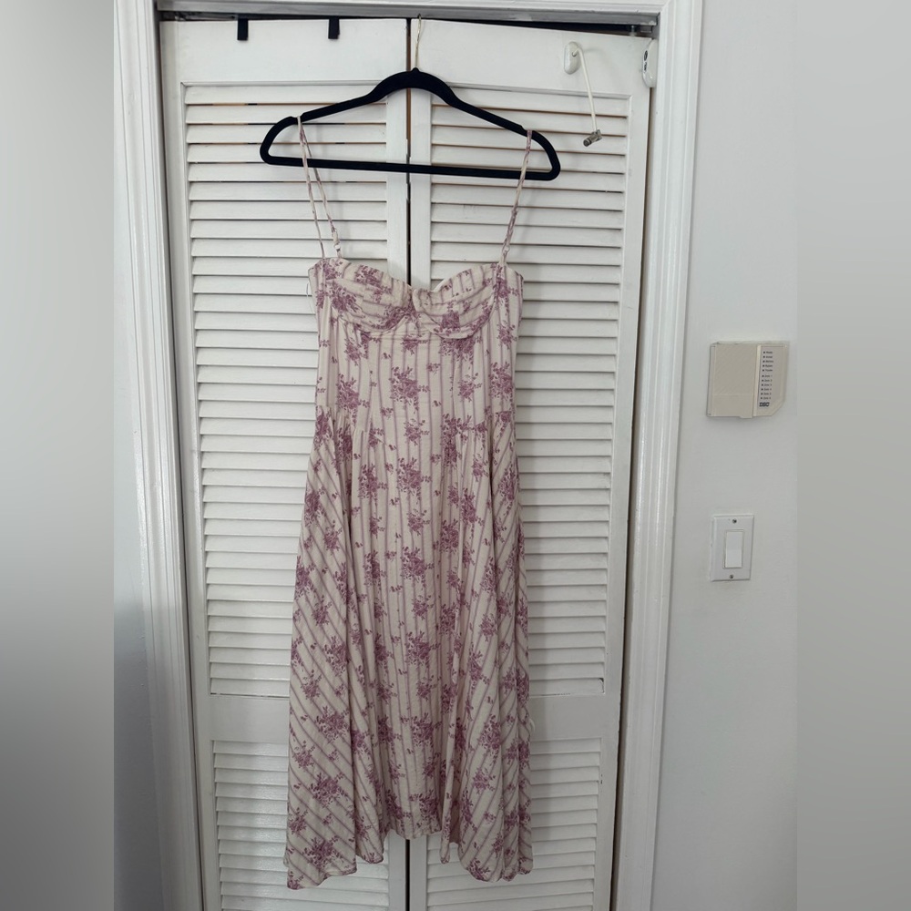 Zara Cream and Purple Maxi Dress